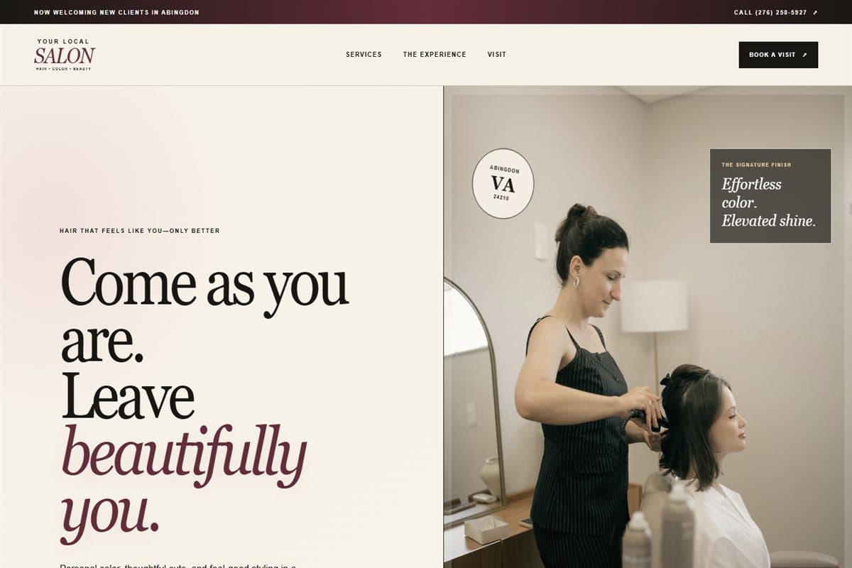 Preview of the Your Local Salon demo website